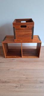 Industriële houten kastje, met opbergbak, Huis en Inrichting, Woonaccessoires | Kisten, Ophalen, Minder dan 50 cm, Gebruikt, Minder dan 50 cm