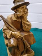 -	Beeld visser vintage aardewerk gesigneerd, Verzamelen, Ophalen of Verzenden