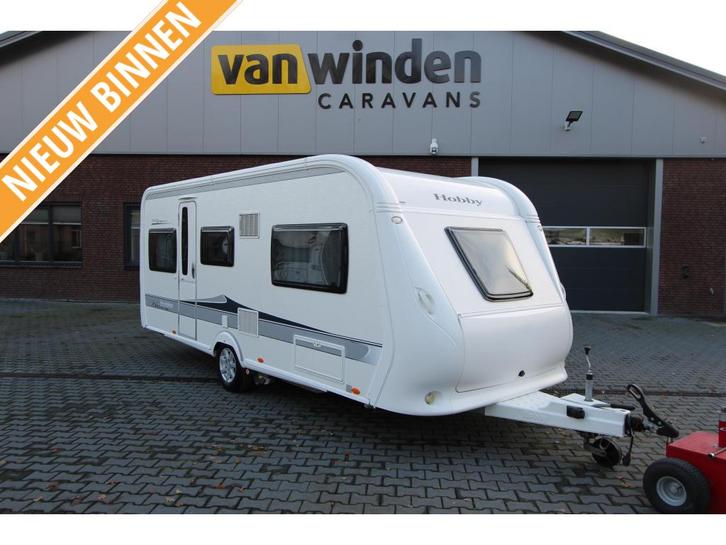 Hobby Prestige 495 UL Mover-Voortent-Fietsenrek, Caravans en Kamperen, Caravans, Bedrijf, 1250 - 1500 kg, Rondzit, Hobby, 2 aparte bedden