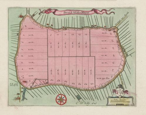 Kaart van de Bijlmermeer - 1626 - overdruk, Antiek en Kunst, Kunst | Etsen en Gravures, Verzenden