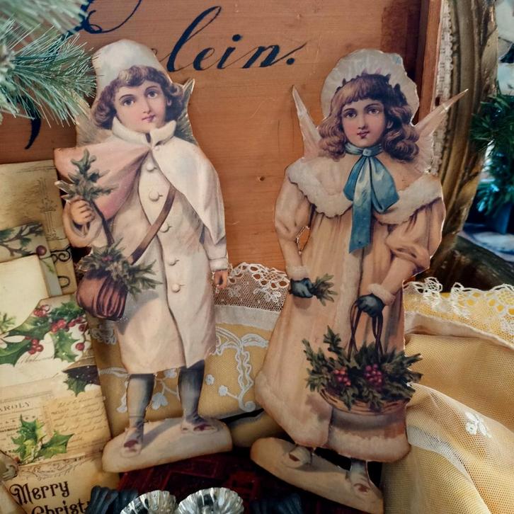 🌲2 Victoriaanse kerst engelen🌲, Antiek en Kunst, Curiosa en Brocante, Verzenden