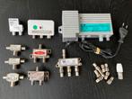 Diverse coax splitters, versterker, connectors, kabels, Audio, Tv en Foto, Audiokabels en Televisiekabels, Ophalen of Verzenden