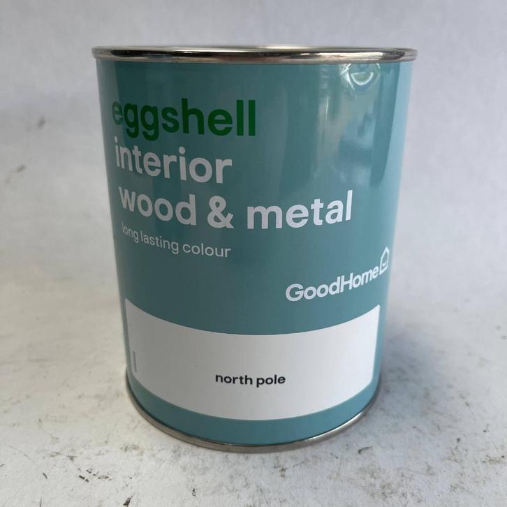 GoodHome Binnenlak Verf North Pole Wit Eggshell 750ml, Doe-het-zelf en Verbouw, Verf, Beits en Lak, Nieuw, Lak, Minder dan 5 liter