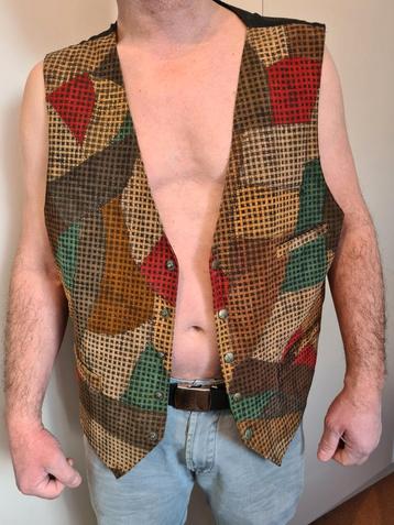 Vintage leren gilet xl/56 €46 uniek!  beschikbaar voor biedingen
