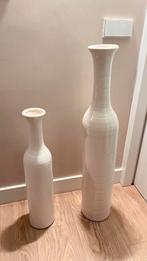 Set van twee witte vazen 95 + 70cm, Huis en Inrichting, Woonaccessoires | Vazen, Wit, Aardewerk of Porselein, Ophalen of Verzenden