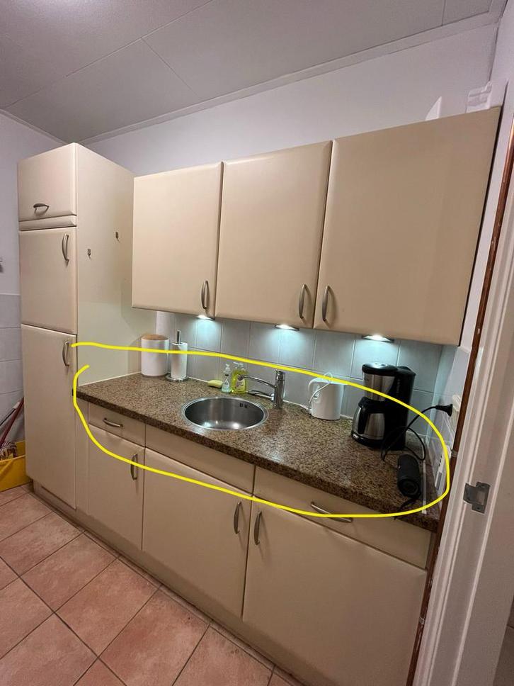 Granieten Werkblad met spoelbak gratis, Huis en Inrichting, Keuken | Keukenelementen, Gebruikt, Minder dan 100 cm, 100 tot 150 cm