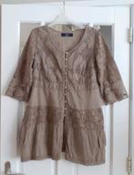Brocante tuniek van katoen en kant maat L, Kleding | Dames, Blouses en Tunieken, Bruin, Maat 42/44 (L), Ophalen of Verzenden, Gedragen