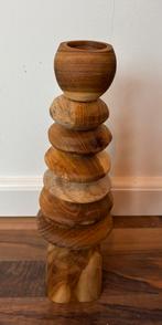 Suar-houten kandelaar - GROOT - (STENEN) +/-35cm hoog, Ophalen of Verzenden