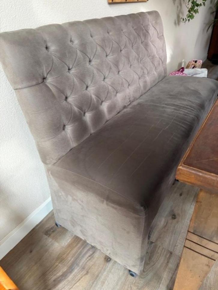 eethoek met stoelen en bank en salontafels, Huis en Inrichting, Banken | Complete zithoeken, Gebruikt, Hout, Stof, Overige materialen