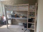 Hoogslaper met bureau wit grenen, Ophalen, Gebruikt, Eenpersoons, 160 tot 180 cm
