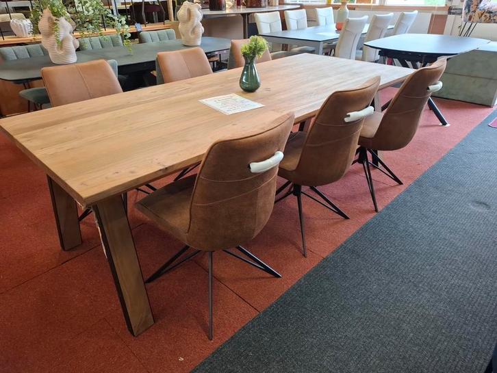 6 Nieuwe Stoelen, Draaibaar, Cognac met zwarte poten + greep, Huis en Inrichting, Stoelen, Nieuw, Vijf, Zes of meer stoelen, Metaal