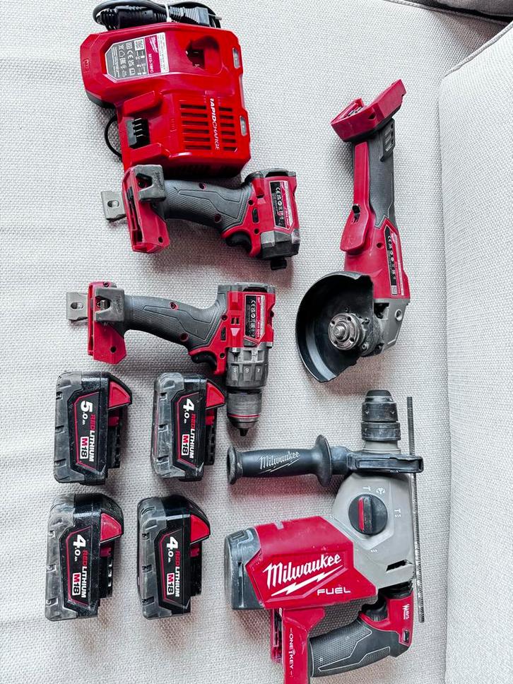 Milwaukee M18 Set -, Doe-het-zelf en Verbouw, Gereedschap | Overige machines, Gebruikt, Ophalen of Verzenden