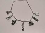 Zilver bedel ketting met 7 grote bedels, Antiek en Kunst, Ophalen of Verzenden, Zilver