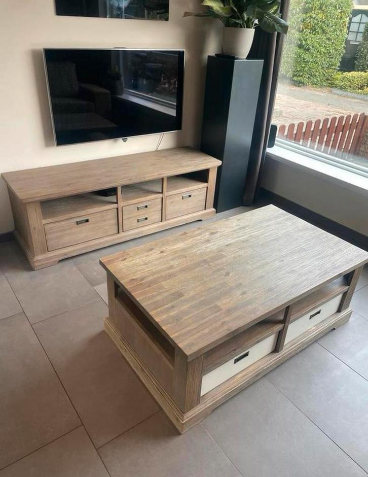 Set salontafel + tv meubel hout, Huis en Inrichting, Complete inboedels, Ophalen