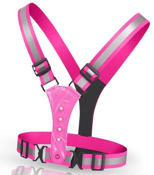 Hardloopveiligheidsvest Roze/Geel LED Nieuw, Sport en Fitness, Loopsport en Atletiek, Nieuw, Kleding, Hardlopen, Overige merken