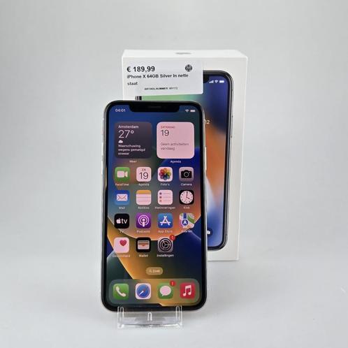 iPhone X 64GB Silver In nette staat, Telecommunicatie, Mobiele telefoons | Apple iPhone, Zo goed als nieuw