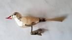 Antiek zilver verzilverd glazen kerstbal kerst vogel op klip, Diversen, Kerst, Ophalen of Verzenden