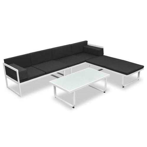 4-delige Loungeset met kussens aluminium €339, Tuin en Terras, Tuinmeubel-accessoires, Nieuw, Ophalen of Verzenden