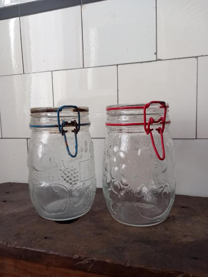 vintage weckpotten reliëf Frans brocante Le Pratique 1 liter, Antiek en Kunst, Curiosa en Brocante, Verzenden