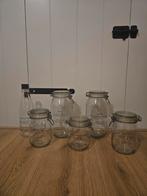 Set 5 voorraadpotten en 1 fles, Ophalen, Zo goed als nieuw, Glas, Pot, Bus of Blik