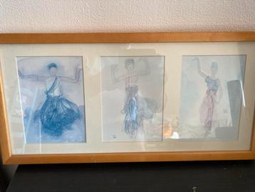 Rodin Triptiek: Cambodjaanse Dansers, Ingelijst beschikbaar voor biedingen