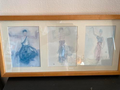 Rodin Triptiek: Cambodjaanse Dansers, Ingelijst, Huis en Inrichting, Woonaccessoires | Lijsten, Ophalen of Verzenden