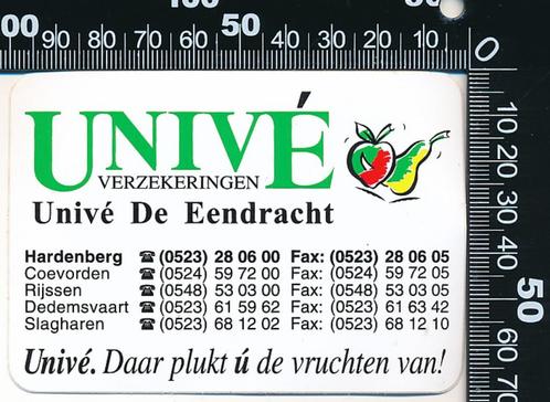 Sticker: Unive Verzekeringen - Unive De Eendracht, Verzamelen, Stickers, Zo goed als nieuw, Bedrijf of Vereniging, Ophalen of Verzenden