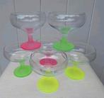6 neon ijscoupes coupes glas glazen, Ophalen of Verzenden, Zo goed als nieuw, Overige typen