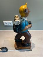 Kuifje & Bobbie Houten Beelden Set - Handgesneden Vintage, Ophalen