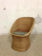 Vintage rotan pitriet fauteuil jaren 50 60 Rohé Noordwolde, Gebruikt, 50 tot 75 cm, Riet of Rotan, Ophalen