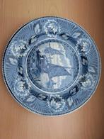 Wandbord met blauw decor, D22 cm, Ophalen of Verzenden