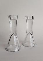 Set van 2 glazen kandelaars, Overige materialen, Ophalen of Verzenden, Zo goed als nieuw, Kandelaar