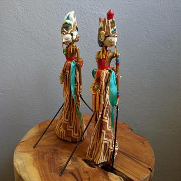 2 Balinese Buddies Wayang Poppen Bali Indonesië Vintage 80's beschikbaar voor biedingen