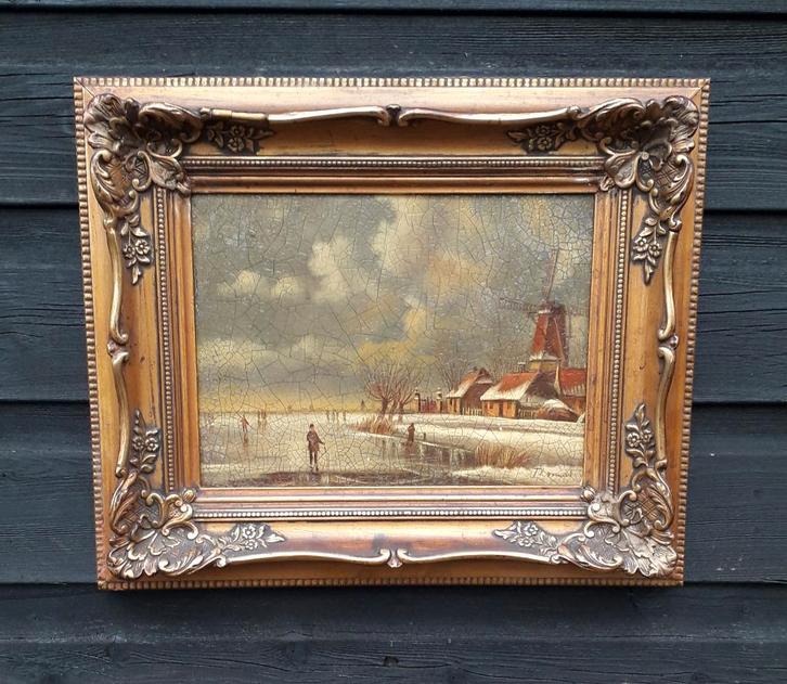 mooi wintergezichtje, Antiek en Kunst, Kunst | Schilderijen | Klassiek, Ophalen of Verzenden