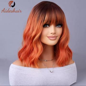 Oranje pruik halflang uitverkoop beschikbaar voor biedingen