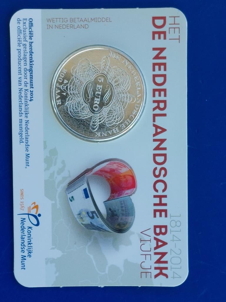 5 Euro Coincard De Nederlandsche Bank 2014, Ophalen of Verzenden, Koningin Beatrix, Euro's, Losse munt