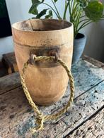 Nepalese kruik vaas sober landelijk, Ophalen of Verzenden, Zo goed als nieuw, Rond, Riet