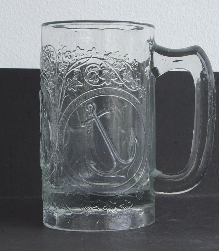 antieke Duitse Bierpul met anker 13 cm hoog hele mooie staat, Verzamelen, Biermerken, Gebruikt, Pul(len), Overige merken, Ophalen of Verzenden