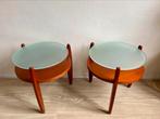 Ronde bijzettafeltjes met glasplaat, Minder dan 55 cm, Gebruikt, Modern, landelijk, Rond