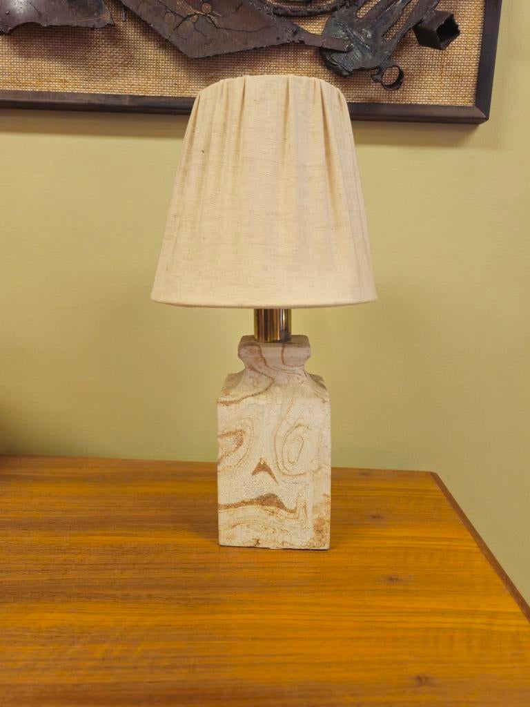 Vintage Stenen Tafellamp Lamp Lampenvoet Messing, Ophalen of Verzenden, Nvt, Minder dan 50 cm, Nvt