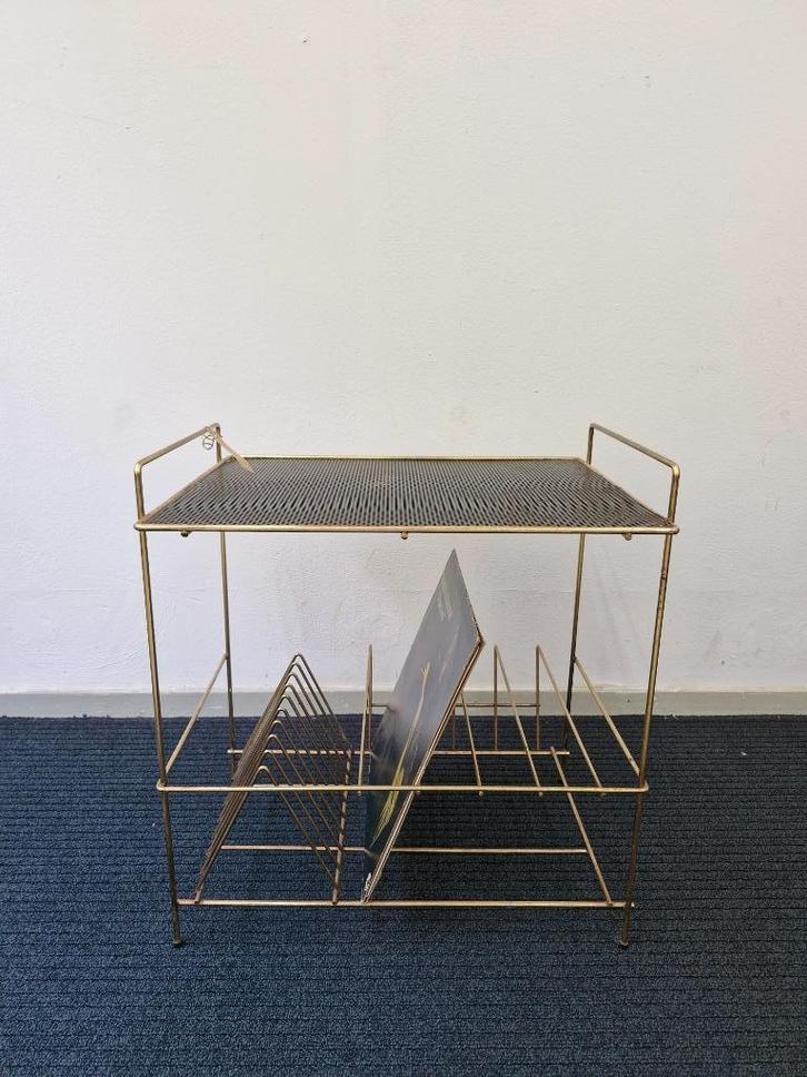 Vintage platenmeubeltje 60s messing / zwart Pilastro stijl, Verzamelen, Retro, Huis en Inrichting, Ophalen
