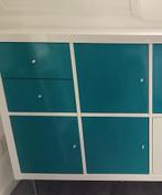 3x deur en 3x lade inzet Ikea Kallax TURQUOISE, Ophalen, Minder dan 50 cm, Gebruikt, Deur en lade inzet turqoise kallax