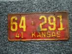 Kentekenplaat Licenseplate Kansas 1941 1 USA, Verzenden, Gebruikt, Auto's