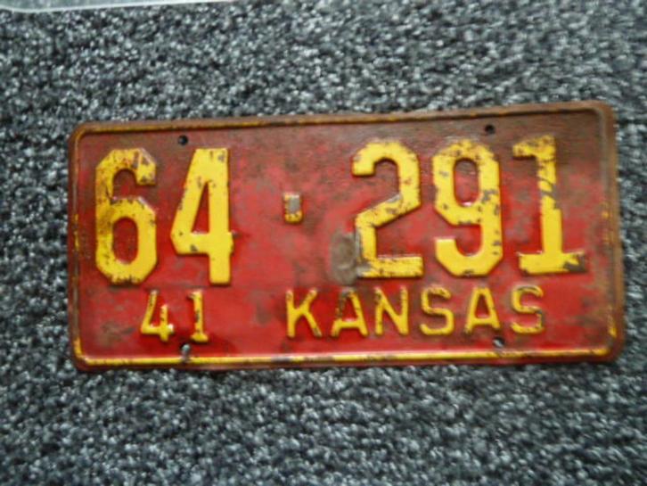 Kentekenplaat Licenseplate Kansas 1941 1 USA, Verzamelen, Automerken, Motoren en Formule 1, Gebruikt, Auto's, Verzenden