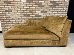 Sofa chaise lounge mosterd geel ribcord, 150 tot 200 cm, Gebruikt, Stof, 75 tot 100 cm