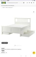 Ikea Hemnes bed 160x200 met lattenbodem en lades, Ophalen, Gebruikt, Wit, Tweepersoons