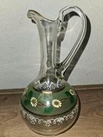 Helder glazen karaf geëmailleerd goud mondgeblazen vintage, Ophalen of Verzenden