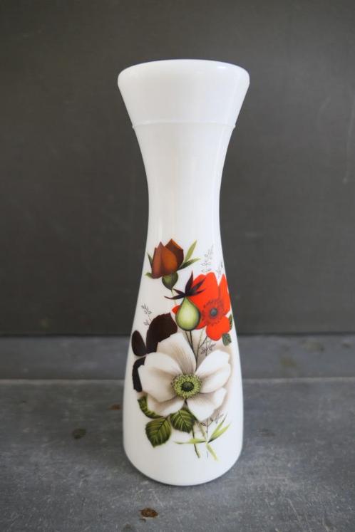 Vintage BRF vaas melkglas bloemen Bormioli Rocco & Figlio, Antiek en Kunst, Antiek | Vazen, Verzenden