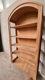 Houten Boekenkast met Glazen Zijkanten en ronde vorm, Ophalen, Met plank(en), Gebruikt, 50 tot 100 cm
