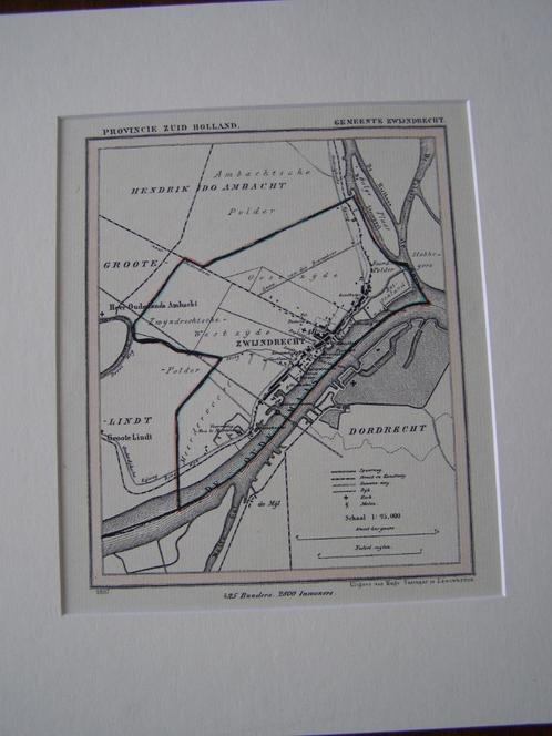 Kuyper landkaart  gemeente  Zwijndrecht 1867 veel details, Boeken, Atlassen en Landkaarten, Zo goed als nieuw, Landkaart, Nederland